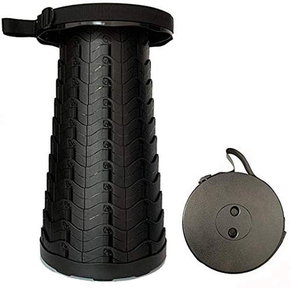 Avenoir Taburete telescópico portátil, taburete plegable retráctil para camping, pesca, senderismo, viajes, colas, jardinería, carga máxima 180 kg (negro)
