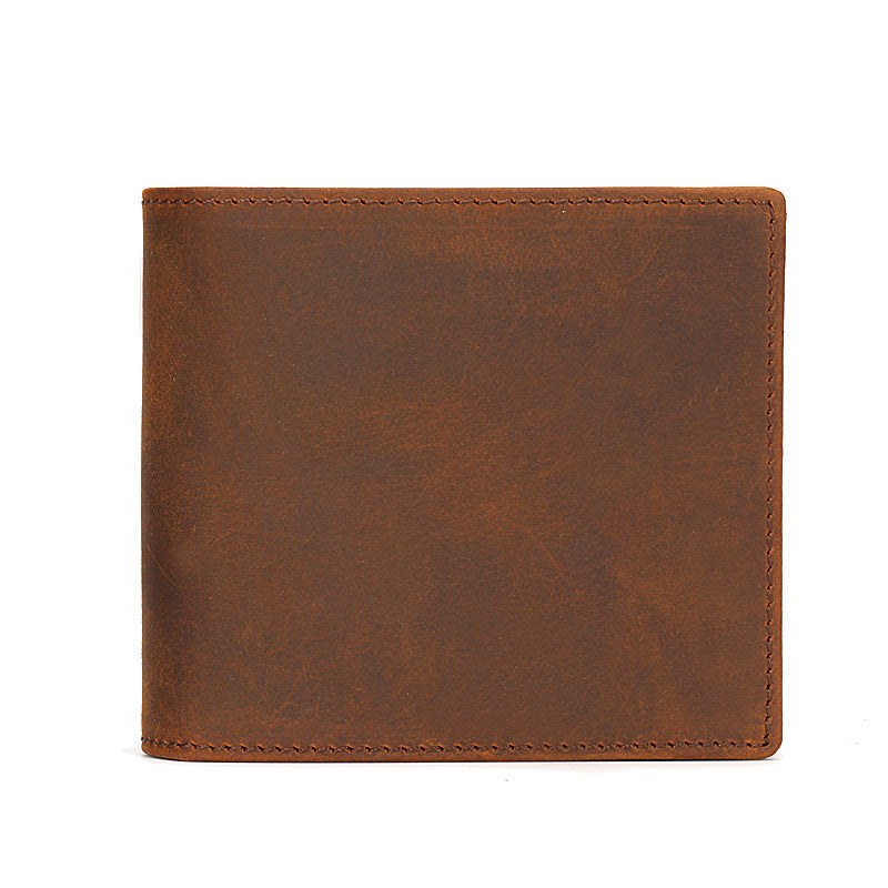 Men's Crazy Horse Leather Short Business Horizontal Men's Wallets