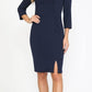 LIQUIDACIÓN - Poly USA | Ed Young 8526 Vestido midi a la rodilla con mangas 3/4 (Talla XL)