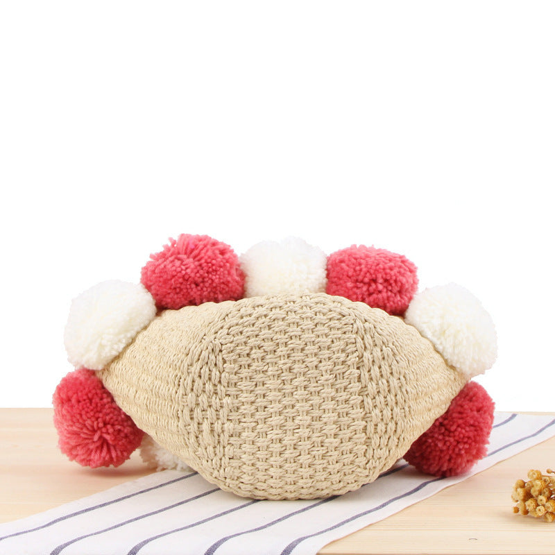 Hand Carrying Woven Beach Cute Contrast Handbags