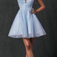 Vestido de fiesta corto con bordados y purpurina, modelo Juliet 857