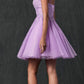 Vestido de fiesta corto con bordados y purpurina, modelo Juliet 857