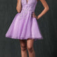 Vestido de fiesta corto con bordados y purpurina, modelo Juliet 857