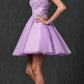 Vestido de fiesta corto con bordados y purpurina, modelo Juliet 857