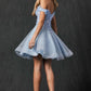 Juliet 861 Floral Embroidered Glitter Mesh Short A-Line Dress