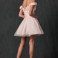 Juliet 861 Floral Embroidered Glitter Mesh Short A-Line Dress