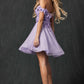 Juliet 861 Floral Embroidered Glitter Mesh Short A-Line Dress