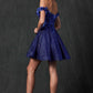 Juliet 861 Floral Embroidered Glitter Mesh Short A-Line Dress