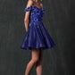 Juliet 861 Floral Embroidered Glitter Mesh Short A-Line Dress