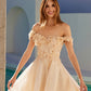 Juliet 861 Floral Embroidered Glitter Mesh Short A-Line Dress