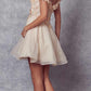 Juliet 861 Floral Embroidered Glitter Mesh Short A-Line Dress