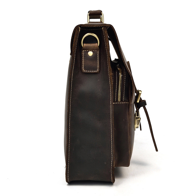 Men's Crazy Horse Leather Genuine Computer Work For Men's Briefcases