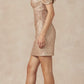 Juliet 868 Sequin Fitted Off The Shoulder Short Dress