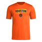 adidas Mens Size Short Sleeve Pre-Game T-Shirt Collegiate Orange/Houston Dynamo Small Tall