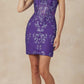 Juliet 874 Embroidered Sequins Fitted Cocktail Dress Corset Bodice Sweetheart