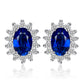 JewelryPalace Princess Diana Kate Middleton Class Gemstone Birthstone Cleated Sapphire Simulated Emerald Stud Earrings for Women 14k Gold Plated 925 Sterling Silver Earrings for Women Earings Set
