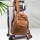 Women's Korean Fashionable Soft Leather College Backpacks