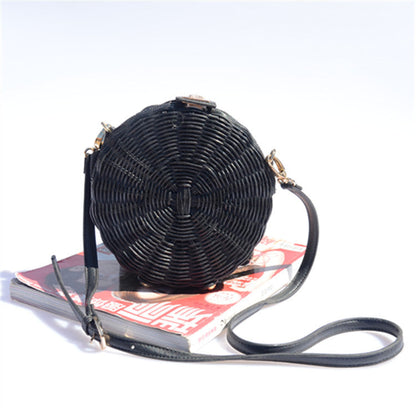 Women's Rattan Round Cake Straw Beach Woven Crossbody Bags