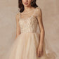 Vestido corto de tul de corte A con corpiño transparente y tirantes de plumas Juliet 881