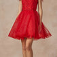 Vestido corto de tul de corte A con corpiño transparente y tirantes de plumas Juliet 881