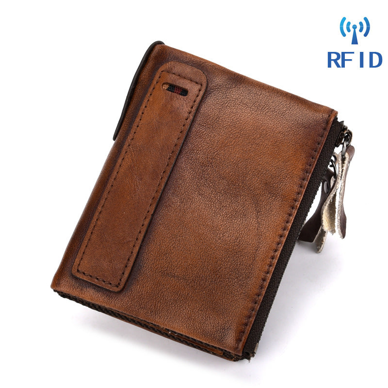 Men's Genuine Leather Retro Cowhide Large Capacity Men's Wallets