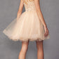Juliet 883 Short A-Line Glitter Tulle Skirt Square Neck Thin Strap Dress