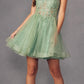 Juliet 883 Short A-Line Glitter Tulle Skirt Square Neck Thin Strap Dress