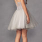 Juliet 883 Short A-Line Glitter Tulle Skirt Square Neck Thin Strap Dress