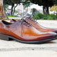 Carrucci Burnished Calfskin Belt - Cognac