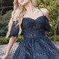Juliet 886 Short Removable Off Shoulder Puff Sleeves A-Line Tulle Dress