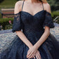 Juliet 886 Short Removable Off Shoulder Puff Sleeves A-Line Tulle Dress