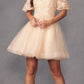 Juliet 886 Short Removable Off Shoulder Puff Sleeves A-Line Tulle Dress