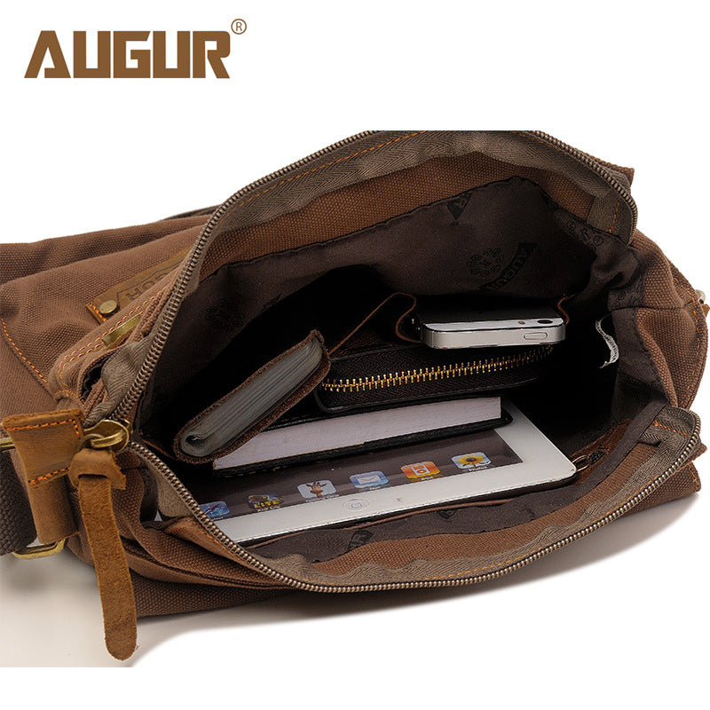 Women's & Men's Flying Grid Canvas And Vertical Retro Men's Messenger Bags