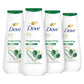 Dove Body Wash Vigorizante con Aloe y Eucalipto, paquete de 4 unidades, para piel seca, refresca y tonifica la piel, 20 oz