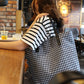 Cloth Handmade Brown Navy Blue Plaid Shoulder Bags