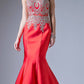 Cinderella Divine 8934 Embroidered Bodice Mermaid Gown Cut Out Back