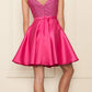 CLEARANCE - Poly USA | Ed Young 8954 Short A-Line Sequin Bodice Dress with Pockets (Size M)