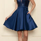 CLEARANCE - Poly USA | Ed Young 8954 Short A-Line Sequin Bodice Dress with Pockets (Size M)