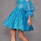 Vestido corto con purpurina, corte A, con ballenas y mangas abullonadas desmontables Juliet 895