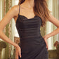 Juliet 896 Short Cowl Neckline Fitted Glitter Jersey Cocktail Dress