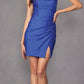 Juliet 896 Short Cowl Neckline Fitted Glitter Jersey Cocktail Dress