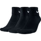 NIKE Calcetines de entrenamiento unisex Performance Cushion Quarter (3 pares) Negro/Blanco X-Grande