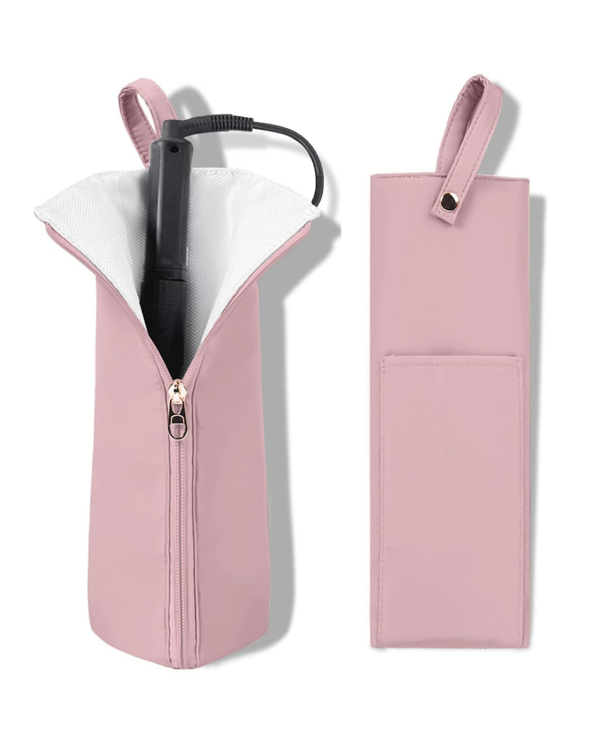 Funda y alfombrilla Easy-U resistentes al calor para plancha rizadora y plancha plana - Organizador de herramientas para el cabello para viajes en casa