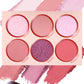 Paleta de Rubor Facial Mate con Brocha-6 Colores Rosado Púrpura Sedoso Mineral Mezclable Colorete en Polvo para MejillasMaquillaje Facial de Larga DuraciónBelleza CosméticaRegalo de Maquillaje para el Día de San Valentín para Mujeres y Niñas-Set 01