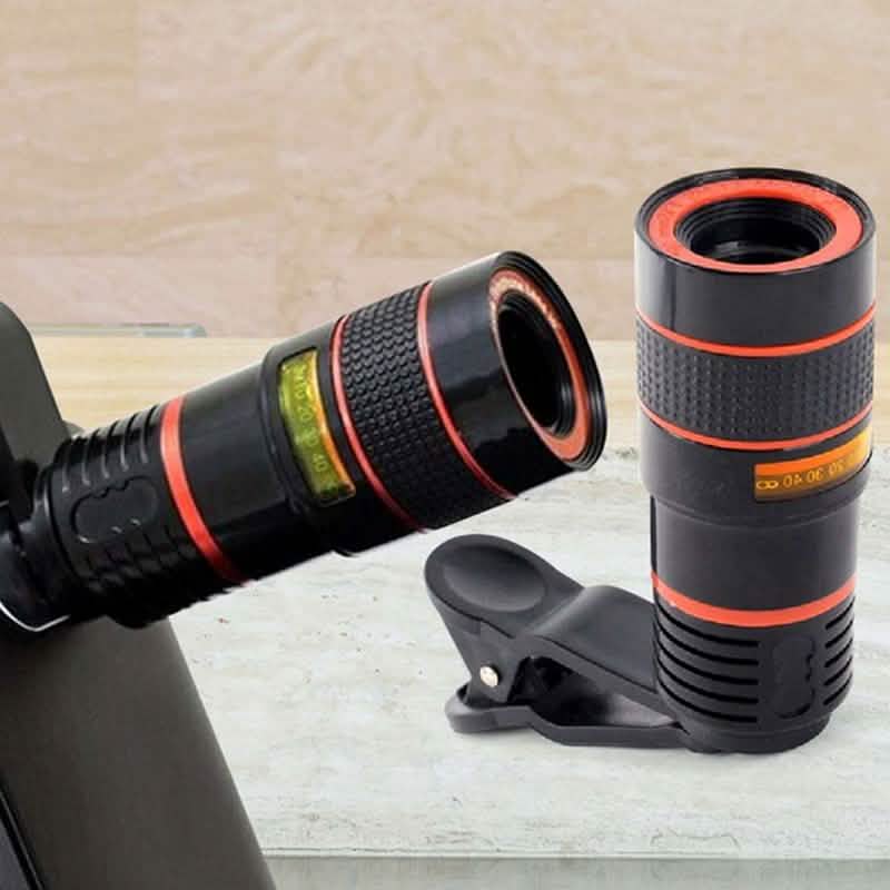 Lente de cámara con zoom óptico 8x de clip para iPhone y Android