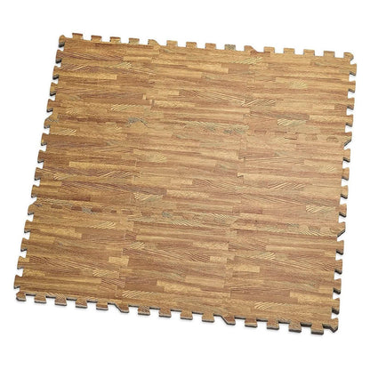 Juego de 9 piezas: Alfombrillas de rompecabezas de espuma entrelazadas con diseño de grano de madera de HemingWeigh