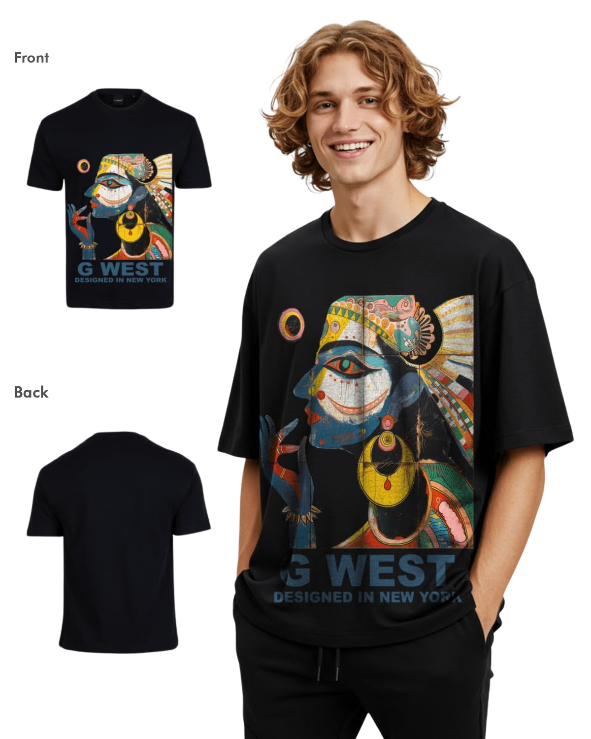 G West Mens Work Of Art Oversized Tee