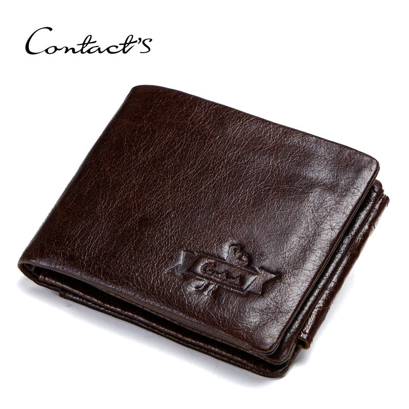Men's Black Angel Retro Crazy Horse Leather Men's Wallets