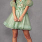 Vestido Juliet 901 de tul brillante con corte en A y mangas abullonadas cortas y extraíbles