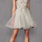 Juliet 902 Short A-Line 3D Butterfly Applique Layered Tulle Gown